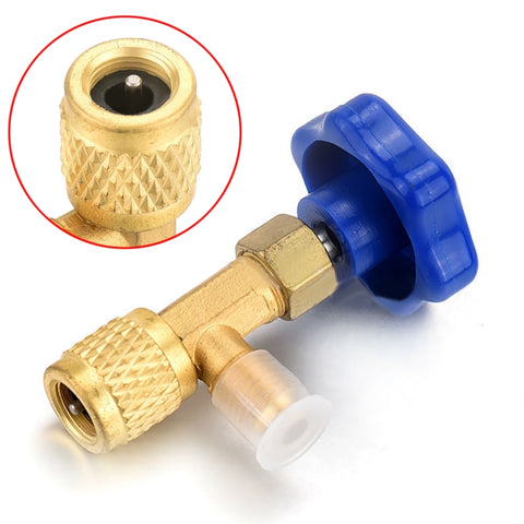 Apribottiglie con valvola in metallo blu 1/4 Connettore SAE Erogazione apribottiglie con valvola del refrigerante per R22 R134a R410A, Blue Metal Valve Bottle
