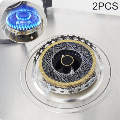 Cerchio del gas in acciaio inossidabile de 2 pezzi per fornello a gas Cappa a gas antivento antivento a risparmio énergiqueo Accessoires de cuisine, Steel Gas Circle