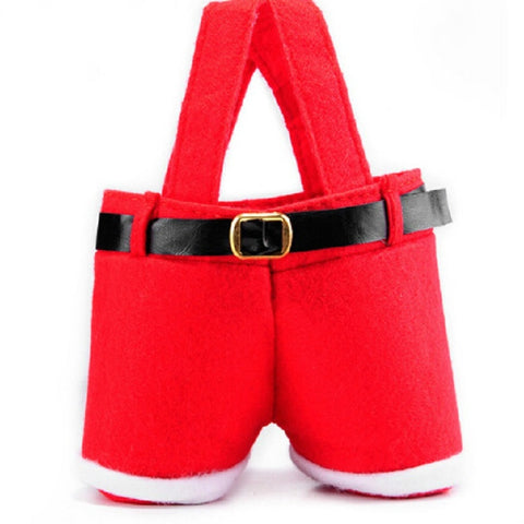 Decorazione del sacchetto regalo della bottiglia di caramelle dei pantaloni delle bretelle di Babbo Natale, Santa Claus Bottle Bag
