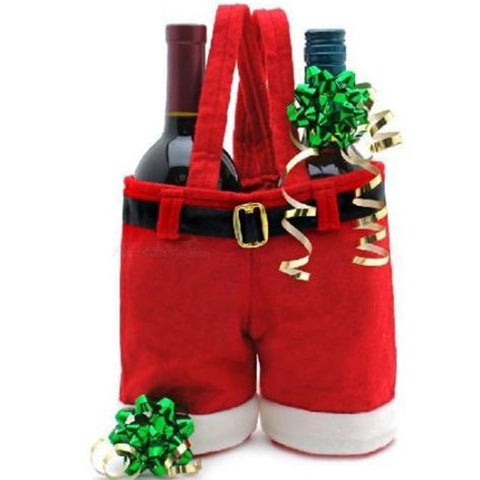 Decorazione del sacchetto regalo della bottiglia di caramelle dei pantaloni delle bretelle di Babbo Natale, Santa Claus Bottle Bag