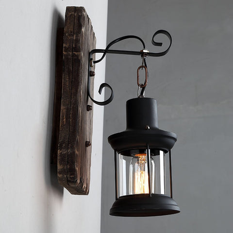 Lampada da parete vintage in legno color vecchio albero secco, caffetteria, bar, loft