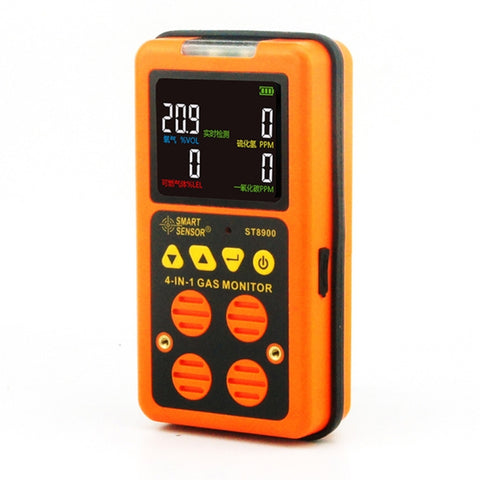 ST8900 4 in 1 Gas tossico CO Rilevatore di monossido di carbonio Solfuro di idrogeno H2S Ossigeno Test gas combustibile Display Monitor LCD, Allarme vibrazione luce sonora