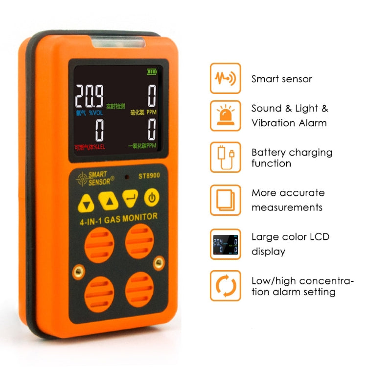 ST8900 4 in 1 Toxic Gas CO Carbon Monoxide Detecto