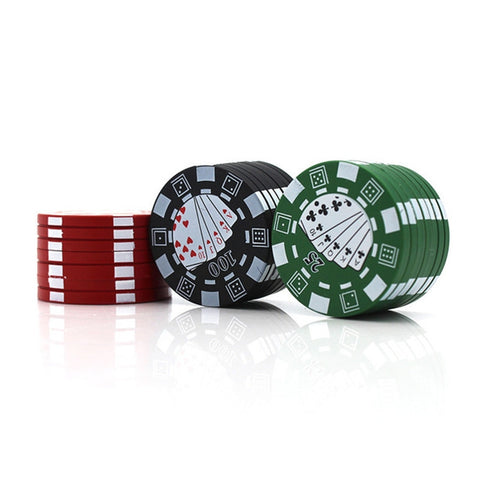 Frantoio per sigarette piccolo chip poker in lega di zinco smerigliatrice in metallo a 3 strati consegna casuale di colori, Small Grinder