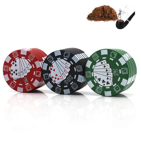 Frantoio per sigarette piccolo chip poker in lega di zinco smerigliatrice in metallo a 3 strati consegna casuale di colori, Small Grinder