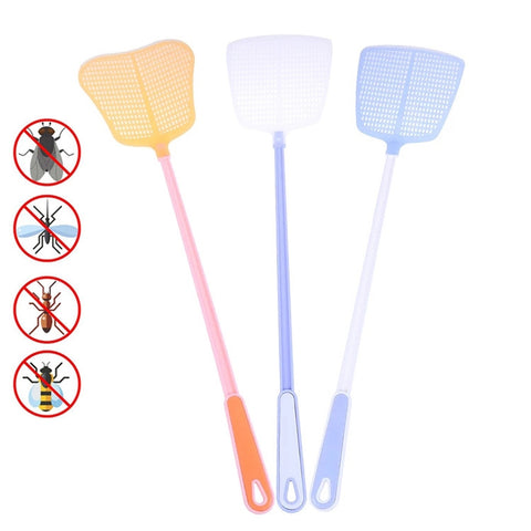 Scacciamosche scacciamosche con manico lungo in plastica per uso domestico, 4 pezzi, consegna colore casuale, 1PC