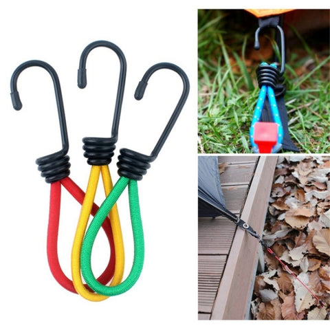 Set di 3 Accessori per Tenda da Campeggio: Corde Elastiche con Fibbia