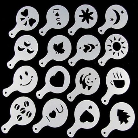 32 pièces pochoir à café filtre machine pour le café cappuccino modèles de tampons spargi fleur tampon spray art instruments de cuisine, 32 pièces
