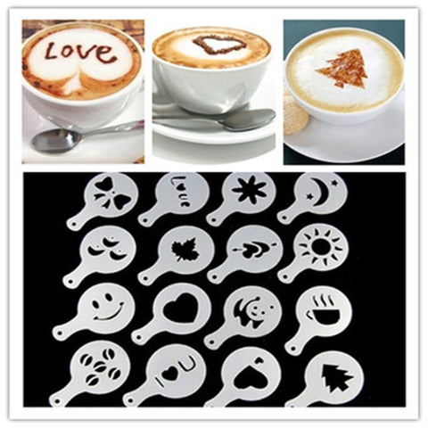 32 pièces pochoir à café filtre machine pour le café cappuccino modèles de tampons spargi fleur tampon spray art instruments de cuisine, 32 pièces