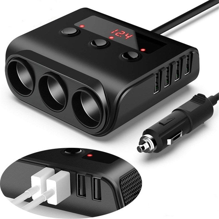 100W Car Cigarette Lighter with 4 USB Ports and Voltage