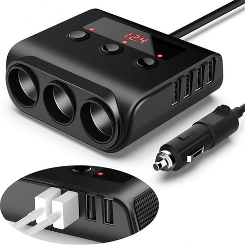 Accessoires pour voiture TR12 100 W One Drag Three avec affichage de la tension de commutation 4USB Accessoires pour voiture, TR12 (Noir), TR12