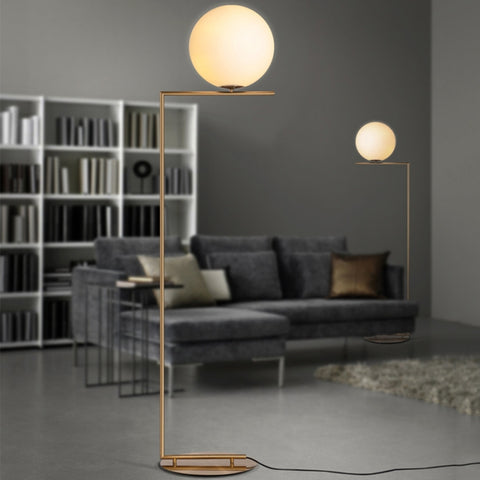 Lampada da terra con sfera in vetro elettrolitico, luce decorativa per la casa
