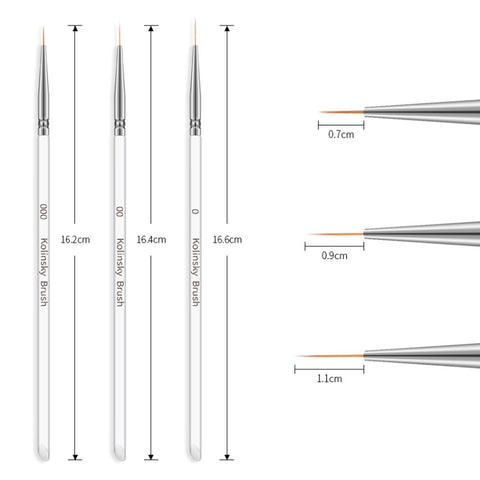 Set di 3 Pennelli per Nail Art con Rivestimento Sottile - Strumenti