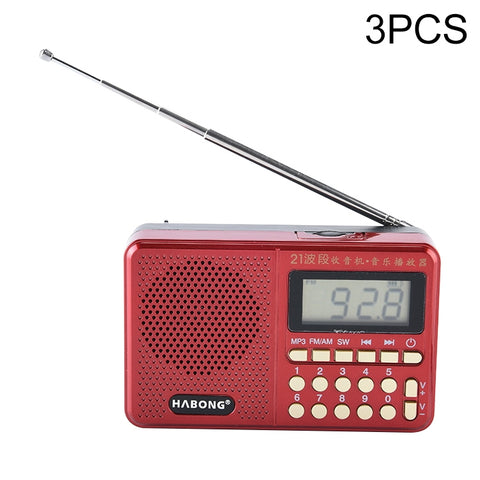 3 PZ HABONG KK-170 Radio haut-parleur à riz ricaricabile FM/AM/SW à 21 bandes, prise en charge USB/fiche TF/lettre musical MP3
