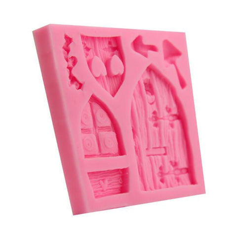 2 pièces de maison en carton animé en forme de fleur en silicone, tampon pour caramel, outil de décoration de tourte avec fiabe, forme de fenêtre en bois de maison