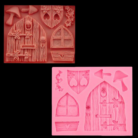 2 pièces de maison en carton animé en forme de fleur en silicone, tampon pour caramel, outil de décoration de tourte avec fiabe, forme de fenêtre en bois de maison