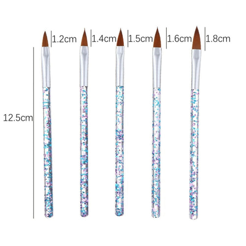 5pcs Nail Crystal Brush Set for Professional Nail Art