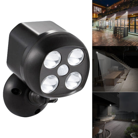 Lampada da parete a LED per esterni con sensore di movimento wireless da 3 W 4 LED SMD 3535