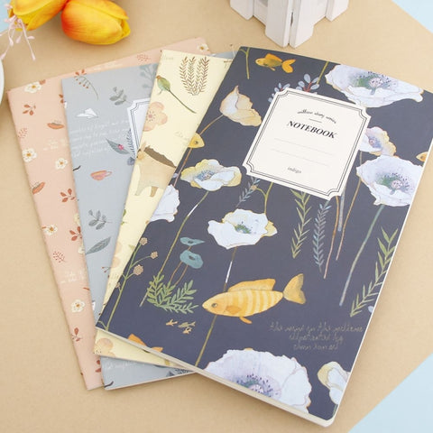 G12G108 Kawaii carino natura fiori uccelli animali quaderno pittura diario libro giornale record materiale scolastico per ufficio, consegna colore casuale, G12G108