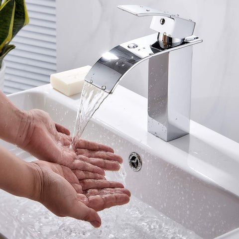 KOEN cascata bagno rubinetto lavelli miscelatore rubinetto acqua fredda e calda, robinet de salle de bains cascade KOEN