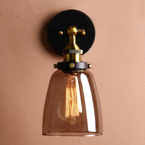 Lampada da parete moderna con paralume in vetro grigio vintage da 40 W. Lampada da parete per la casa, per la decorazione del loft, per la camera da letto