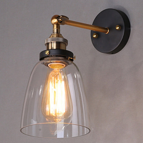 Lampada da parete moderna con paralume in vetro grigio vintage da 40 W. Lampada da parete per la casa, per la decorazione del loft, per la camera da letto