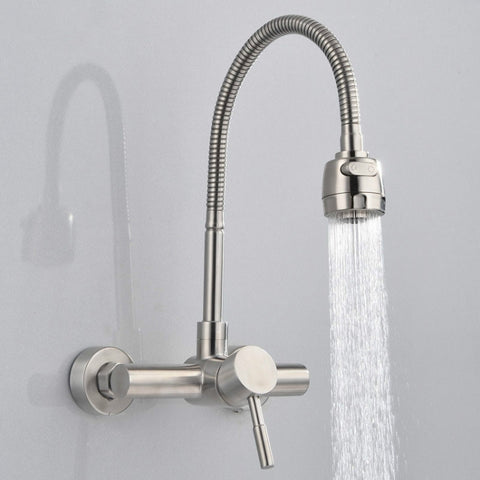 Rubinetto dell'acqua per tubo flexible a rotazione libera con miscelatore per lavello da cucina a parete in materials in acciaio inossidabile, Rotation Hose Water Tap