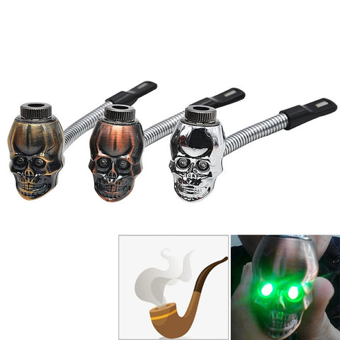 2 macchinetta per sigarette a rulli per tabacco in metallo da 70 mm per carta, Glowing Skull Pipe