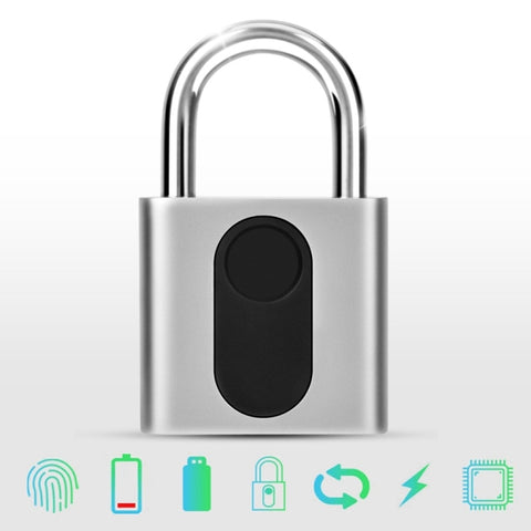 Lucchetto per porta USB ricaricabile Lucchetto per impronte digitali Sblocco rapido Blocco di sicurezza in metallo intelligente senza chiave, Keyless Smart Metal Lock