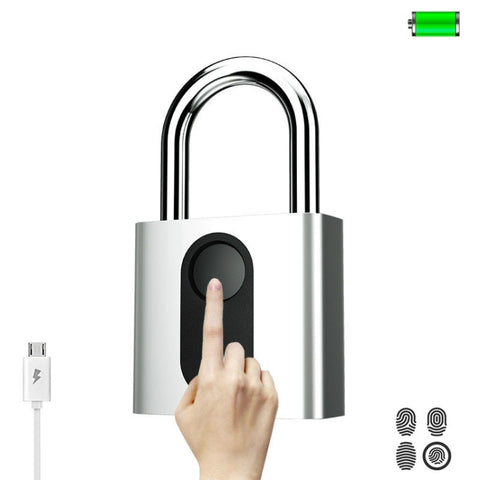 Lucchetto per porta USB ricaricabile Lucchetto per impronte digitali Sblocco rapido Blocco di sicurezza in metallo intelligente senza chiave, Keyless Smart Metal Lock