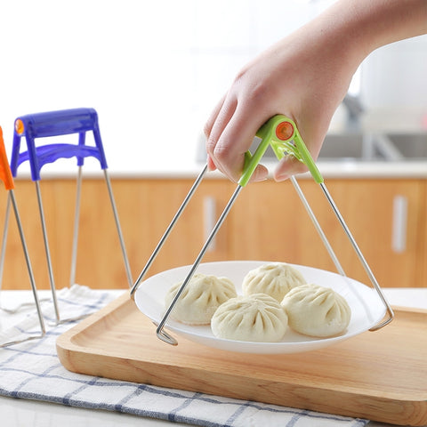 Cartella portabicchieri da cucina in acciaio inossidabile Clip per vassoio antiscottatura per piatti, consegna a colori casuale, Bowl Clip, Vert