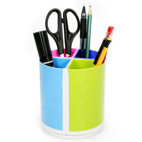 Portapenne rotondo multifunzionale colorato staccabile per ufficio di cancelleria rotante, Porte-stylo rond