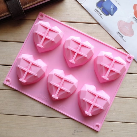 Stampo en silicone 6 en 1 en forme de coeur pour stampi en silicone fait-da-te per torte con mousse, 6 en 1 en forme de coeur