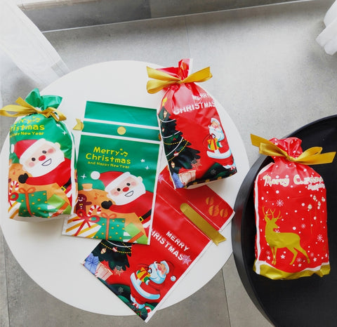 Borsa regalo natalizia da 100 pezzi, confezione di biscotti con coulisse, borsa per biscotti natalizi, Drawstring Bundle Cookie Bag