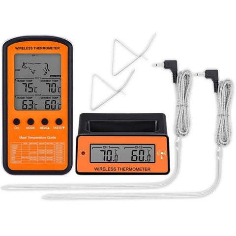 Termometro per barbecue remoto wireless Termometro per forno a doppia sonda digitale per cottura di carne, DTH-106