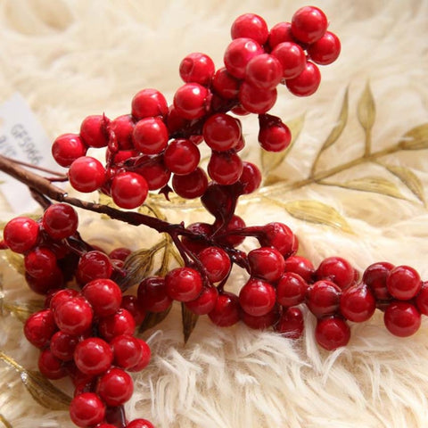 Decorazione di nozze di bouquet di frutta artificiale di mirtillo rosso in schiuma da 2 pezzi, Cranberry