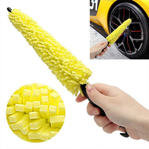 Accessoires auto universels pour voiture Cure de cerceaux pour voiture Spazzola pour lavage de roue pour pneumatiques Manico en plastique Spazzola pour pulvérisation de route pour véhicule Éponge pour lavage, Brosse de nettoyage de roue