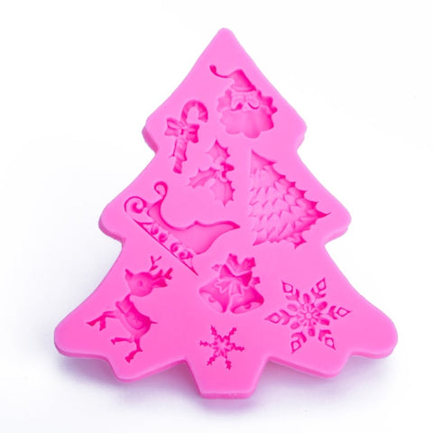 Outil de décoration de biscuits au chocolat pour tarte aux tampons en silicone pour fondant pour l'arbre de Noël, en forme d'arbre de Noël