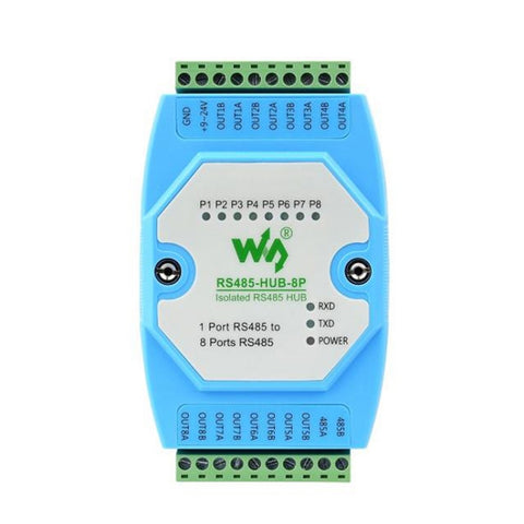 Waveshare RS485-HUB-8P Hub RS485 isolato a 8 canali di livello industriale, supporto per montaggio su guida, ampio intervallo di velocità di trasmissione