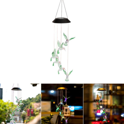 Creative Electronics Solar LED Hummingbird Wind Chime Light Sette colori, Hummingbird