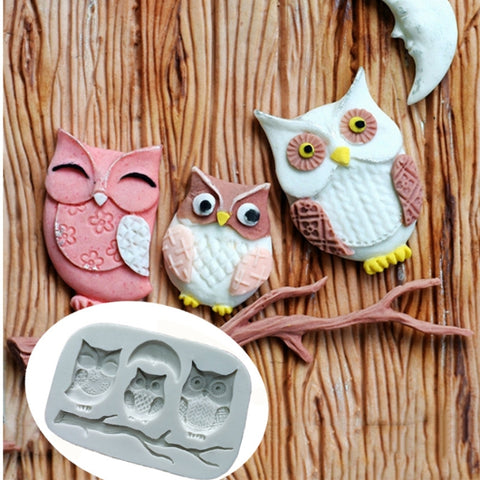 Stampo pour fondente con gufo, decorazione per torta, stampo en silicone per cioccolato Pais secco fai da te, forme de hibou