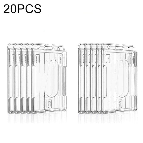 Porta carte per badge identificativo in plastica rigida da 20 pezzi Porta carte bifacciale trasparente stampato a iniezione integrato, Vertical Type PS