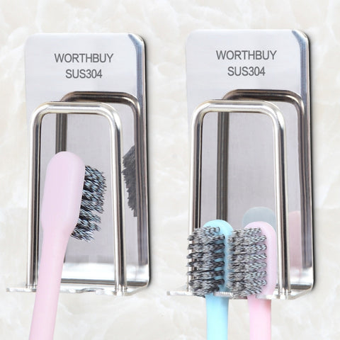 Portabicchieri creativo per spazzolino da denti in acciaio inossidabile con montaggio a parete per bagno, Toothbrush Cup Holder
