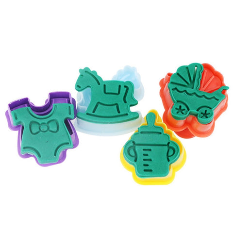 Outils pour presser le fondant pour tampons pour biscuits 3D 4 en 1 de la série Baby, consegna occasionnelle dei colori, 4 in 1 3D Baby Series