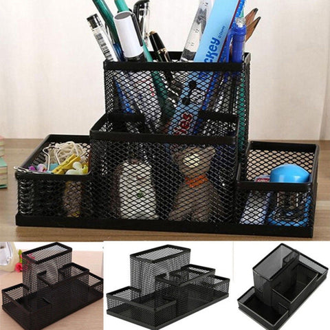 Portaoggetti da scrivania Organizzatore Portapenne in stile rete metallica Scatola portaoggetti Organizzazione per la casa, Dimensioni: 15,5x10,2x10 cm, Desk Holder