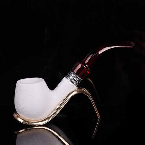 Pipa in resina di schiuma di mare, filtro rimovibile e lavabile, set completo di accessori per fumare la pipa, Meerschaum Resin Pipe