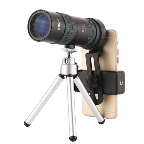 LUXUN 8-24X30 Télescope à variation monocilindrique pour vision nocturne scintillante avec clip pour téléphone et trépied, avec clip pour téléphone et trépied