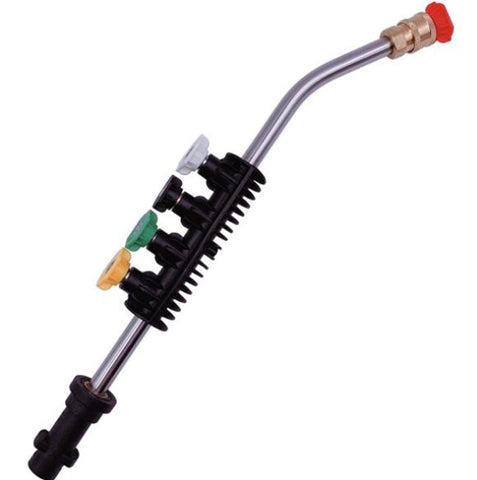 Pistola ad acqua per lavaggio auto ad alta pressione Interfaccia a spina rapida 1/4 Asta di prolunga a gomito in acciaio inossidabile con ugello a cinque colori a forma di ventaglio, High Pressure Spray Gun Kit