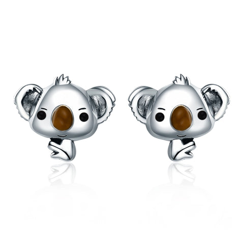 Orecchini Koala in argento sterling con pietre preziose da donna, SCE381