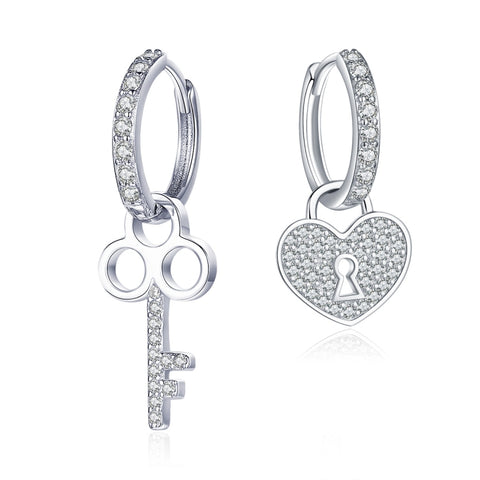 Orecchini con chiusura a chiave semplici in argento sterling S925 placcati in platino, CE577